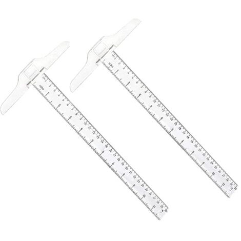 CCYKXA 2 Pcs T Square Transparent Plastic,T Ruler Double Sided T Square Ruler T Square for Drawing and General Layout Office Work Sketching Measuring Tool 30cm (1/5)