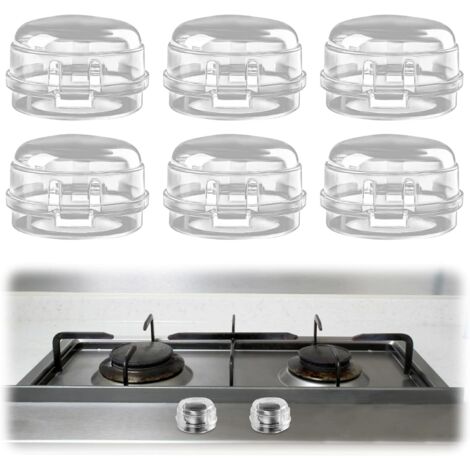 CCYKXA 6 Pieces Stove Knob Covers Gas Stove Safety Knob Covers Oven Transparent Removable Knob Cover for Kitchen Safety Locks Protection (White) (1/5)