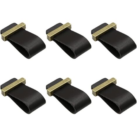 6 Pieces Leather Handle for Cabinet, Cupboard Handles Leather Drawer Door Knobs Dresser Cabinet Knob Handles with Screws, Leather Handle for Cabinet, Kitchen and Door Black (1/5)