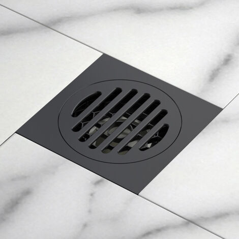 Floor Drain Bathtub Drain Cover Removable for Bathroom Shower Room Toilet Square Garden Strainer Rustproof Stainless Steel Black 10x10cm
