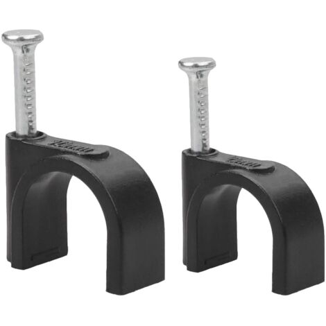 Assortiment de 200 clips ronds pour câbles électriques - 8 mm et 10 mm - Noirs - Pour câble Ethernet, câble téléphonique, câble TV (1/5)