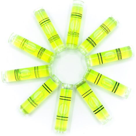 Pack of 10 Mini Cylindrical Plastic Small Spirit Level, High Precision Mini Inclinometers (6x15mm) (1/4)
