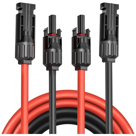 Solar Panel Extension Cable with Male/Female Plug for Photovoltaic, for Solar Panels and Systems 1 Pair (AWG12/4 mm² 5m)