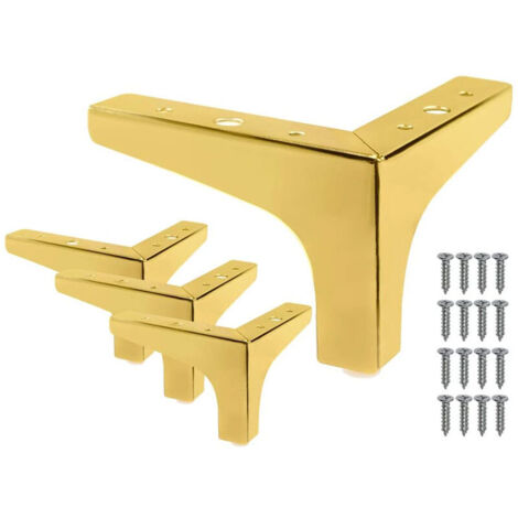 CCYKXA Set of 4 Gold Legs - 10cm Metal Triangle Bed Legs Furniture Feet for DIY Table Cabinet