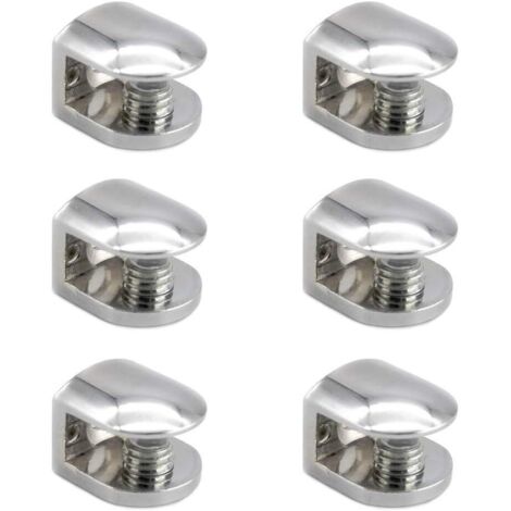 6 Pcs Glass Clamp Bracket Zinc Alloy Adjustable Fixings Holder for 6-10mm Thick 6mm-10mm Glass Tattes (1/4)