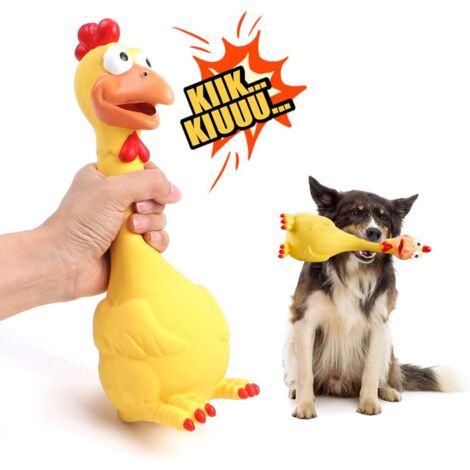 Squeaky Yellow Rubber Chicken, Pet Toys, Dog Toys, Chew Toys, Indestructible, Super Durable, Fun, Suitable for Small, Medium or Large Puppies, Christmas Gifts