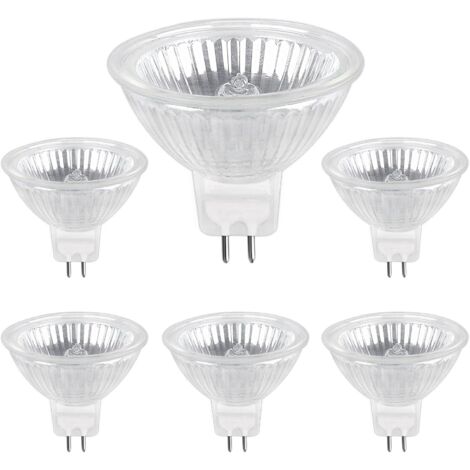Halogen lamp GU5.3 50 W 12 V, 800 lm warm white 2700 K dimmable, MR16 halogen spot bulb, 6-pack