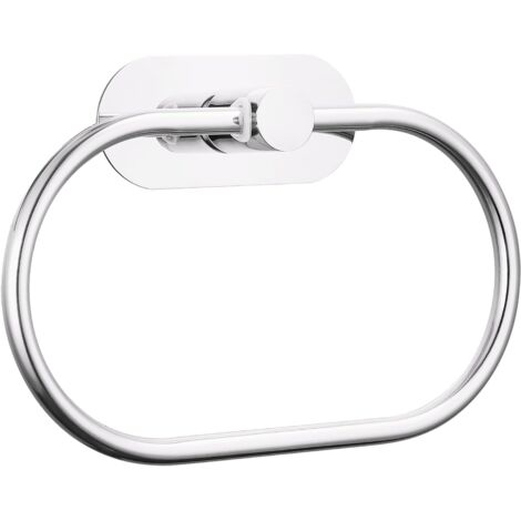 CCYKXA Self Adhesive Towel Rings for Bathroom Wall Mount Stainless Steel Hardware Accessories No Drilling Modern Round Towel Holder Chrome (1/4)