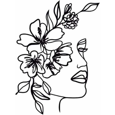 AlwaysH Abstract Metal Wall Art Woman Minimalist Silhouette Decorative Wrought Iron Painting Wall Decor Black 30x40.4cm (1/5)
