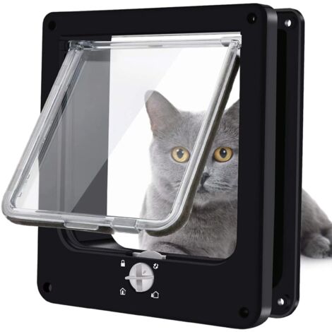 Cat Doors, 4 Way Twist Lock Magnetic Cat Flap for Cats Kittens and Kittens, Upgraded Version M Black, 195.522) (1/5)