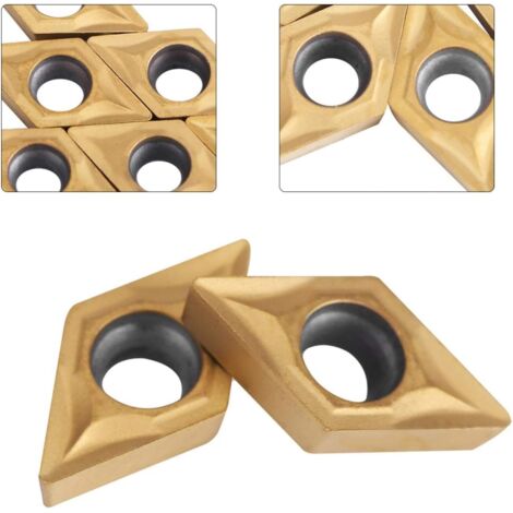 10Pcs CNC Carbide Blades Diamond Shape Carbide Tips Inserts Blade Lathe Turning Tool, DCMT070204 US735 DCMT51.51