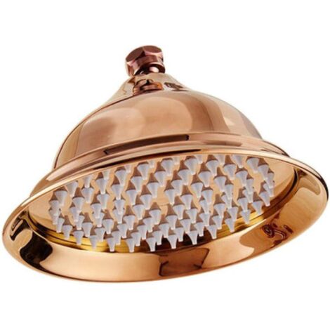 Retro Shower Head, 10 Inch Antique Round Rain Shower Head, Trumpet Shower（Rose Gold）