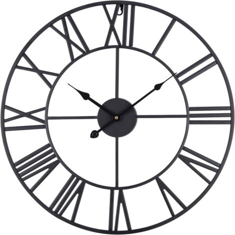 Wall Clock Large Without Ticking Sound, Silent 40 cm, Roman Numerals, Quartz, Battery-Operated Wall Clock, Easy to Read, for Room, Home, Kitchen, Bedroom, Office, School