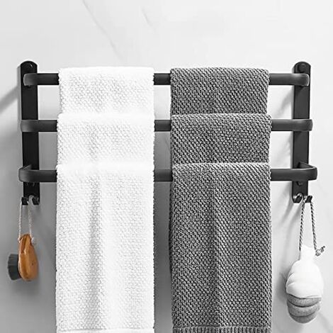 pc 60cm Black Three-layer Aluminum Wall Mounted Towel Rack, Suitable for Bathroom, Bedroom, Kitchen, (1/5)