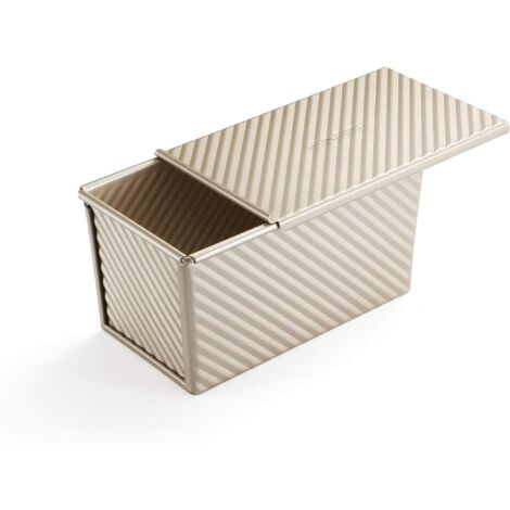 Pullman Loaf Pan with Lid Wavy Loaf Pan with Lid 450g Gold Alloy (8.5" x 5" x 4.5") (1/5)