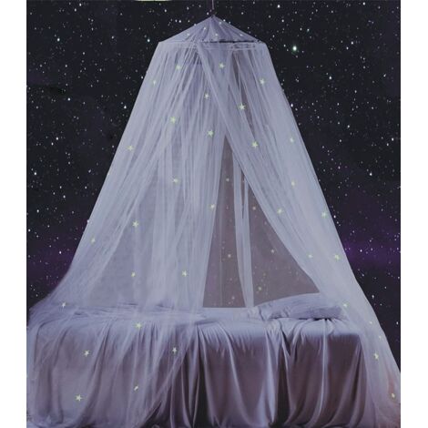 Mosquito Net, Bed Canopy with Glow-in-the-Dark Fluorescent Stars, Baby Bed Canopy, Toddler Bed