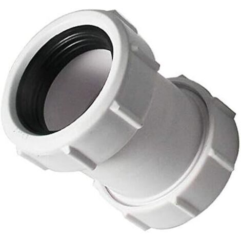 Compression Connector 1/2" 40mm PVC Straight Pipe Connector for Tub, Kitchen Sink, Shower Tray, Wet Room (1 Piece) (1/4)