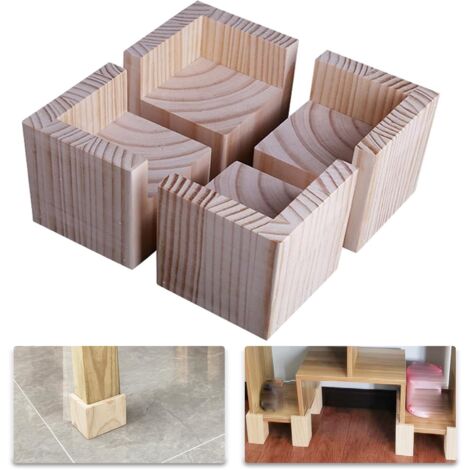Set of 4 Furniture Risers Wooden Furniture Risers, Desk Bed Riser Furniture Lifting Feet Legs up to for Desk Table Bed (5  5  10cm)