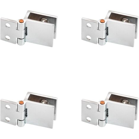Glass Door Hinge, Clamp Hinge, Glass Door Clip, Suitable for Glass Doors, Such as Showcases, Wine Cabinets, Bathroom Doors(4 Pieces) (1/5)