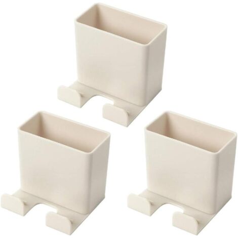 3 Pieces Wall-Mounted Mobile Phone Holder, ABS Organizer Box Media Organizer Box, Self-adhesive Remote Control Storage Box for Charging Stand(Beige) (1/5)