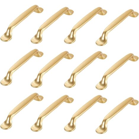 12 Pieces Golden Cabinet Handles Golden Kitchen Cabinet Handles Drawer Cupboard Handles Drawer Cupboard Handles Bedroom Golden Kitchen Cabinet Door Handles Kitchen Furniture with Screws