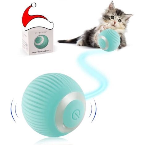 Interactive Cat Ball Toy, Indoor Smart Automatic Moving Ball Puzzle USB Charging Pet Toy with Light, Fun Gift for Kitten