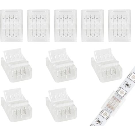 10pcs 10mm 4 pin LED strip connectors for 10mm RGB LED strip 5050 3528, screwdriver included (connecting LED strip and strip).