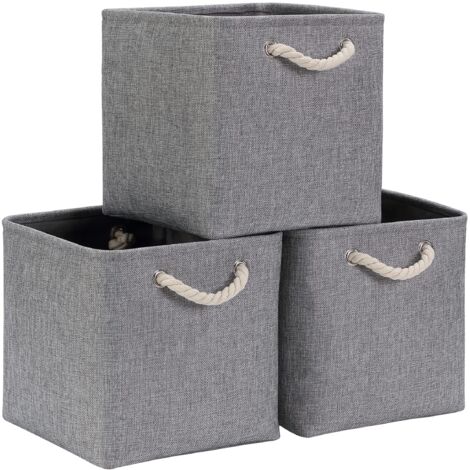 Tinor – Fabric storage cube 33x33x33cm – Foldable linen storage box – Lightweight and durable – Perfect for closet organization – Pack of 3 (1/5)