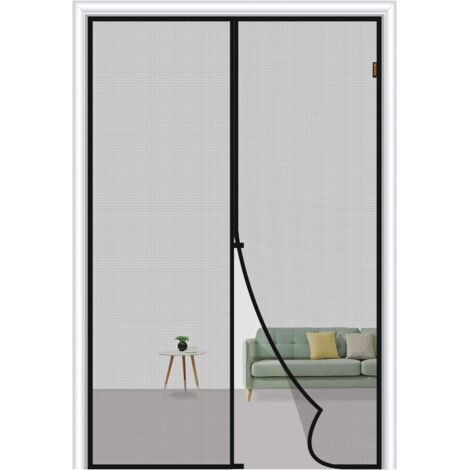 Magnetic Fly Screen Door 70 X 200 cm, Tear-Proof Anti-Mosquito Mesh Fiberglass with Windproof Fasteners, Grey