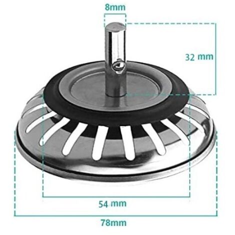 Panier amovible diamètre de l'acier inoxydable 78 mm accessoires pour évier de cuisine mise à l'eau fermeture de parapluie couvercle de lavabo (1/3)