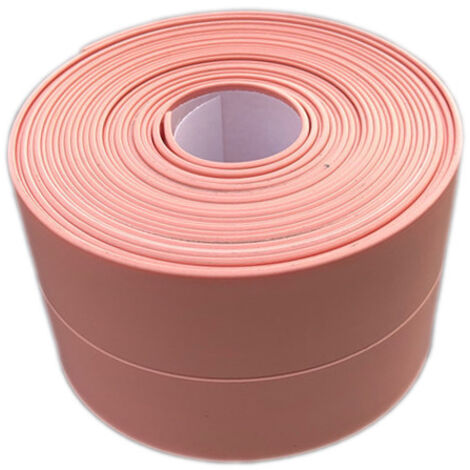 (2pcs Pink)Soft Skirting Board - End Strip for Kitchen and Bathroom 38mm 3.2m, Self Adhesive Seal, Flexible Folding Strip, Sealing Gasket (1/5)