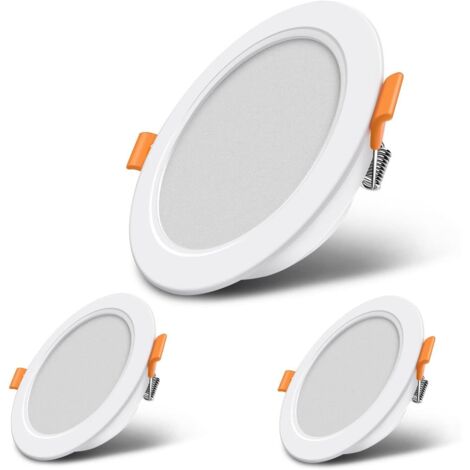 LED Recessed Spotlight, Extra Flat, 9W Equivalent to 66W Incandescent, 230V Neutral White Cold White 6000K, for Living Room, Kitchen, Set of 3
