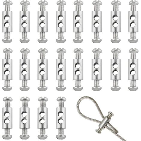 CCYKXA 20pcs Cable Clips with Screw Terminal Cap, Cable Clips for 1-2mm Diameter Cable and Wire, Double Ended Cable and Steel Wire Clips (1/4)