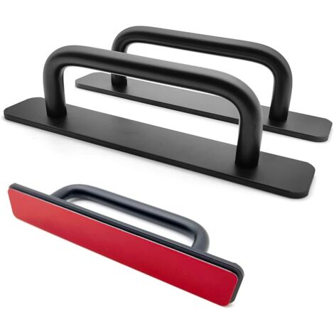 2 Pieces Self Adhesive Furniture Handle 147mm Aluminum Adhesive Door Handles Door Knobs for Kitchen Drawer Windows Cupboard, Black Black (1/5)