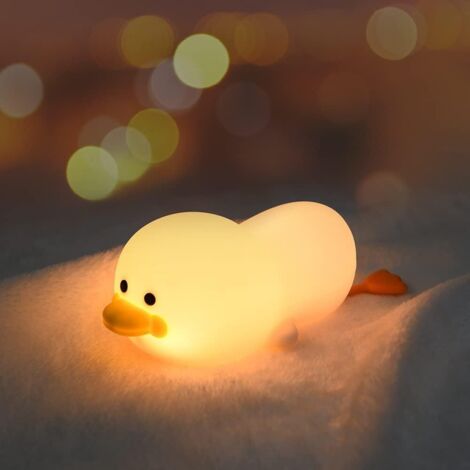 Children's Night Light, Silicone Lamp 9 Colors USB Rechargeable Can Be Timed Children's Night Light Deco Lamp for Decoration Christmas Kid's Bedroom Birthday Gift (Duck) (1/5)