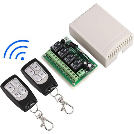 Tinor – Wireless remote control switch 4 channel DC 12V – Long range up to 98ft – Adjustable working modes – High-security learning code (1/5)