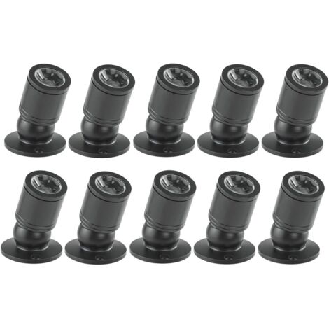 Mini Recessed Downlight, 1W Small Recessed Mini Spotlight LED Ceiling Spotlight with Transformer for Wine Cabinet/Jewelry Cabinet/Living Room/Closet, 10-Pack, 100-265V AC (Black, Cold Light)