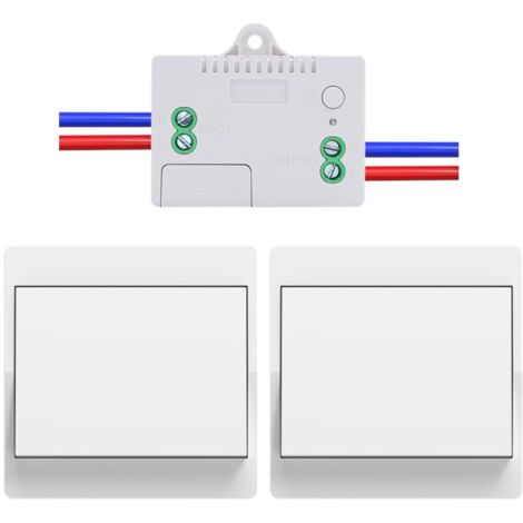 EU Wireless Switch Without Batteries Set of 2 Self-Powered Wireless Switch Kit Two-Way Wireless Without Battery Radio Remote Switch Home Lighting (EU 1Gang 2V1A) (1/5)