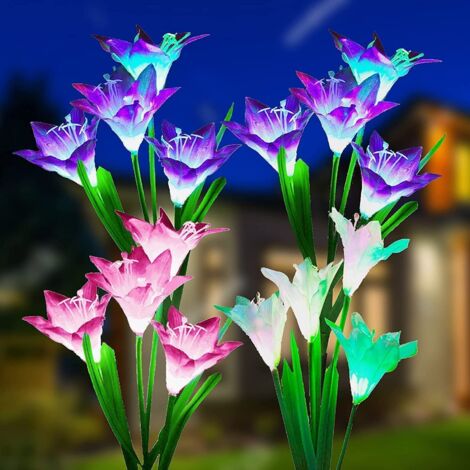 Solar Lights for Outdoor Garden, Color Changing, Solar Lamp for Garden, Patio, Pathway Decoration, Pack of 4 (1/5)