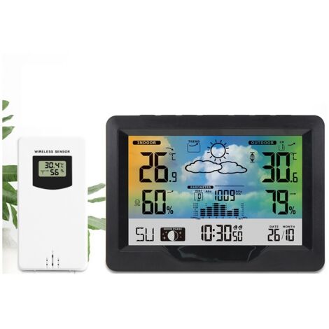 Tinor – Color weather station wireless indoor outdoor with sensor – High-precision thermometer hygrometer – 60m wireless range – LED display (1/5)