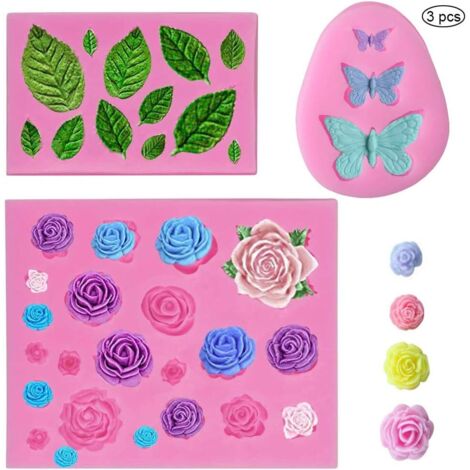 Silicone Cake Molds for Fondant 3D Flower Leaf Butterflies Baking Mold Pastry Tools DIY Candy Muffin Jelly Chocolate Molds 3pcs (1/5)