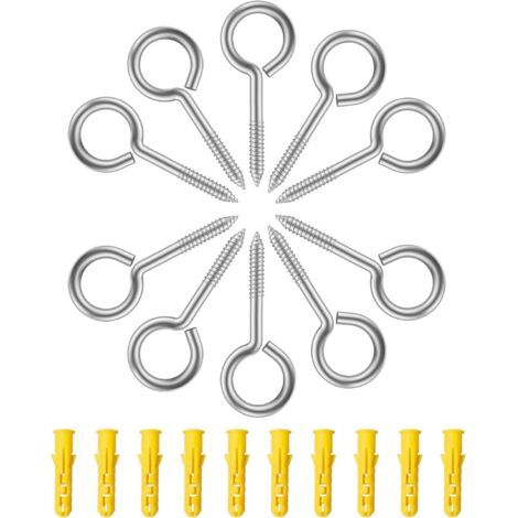 10 Pcs Eye Bolt Screws, M5 x 65mm Eye Bolt with Stainless Steel Thread Screw Hook (1/5)