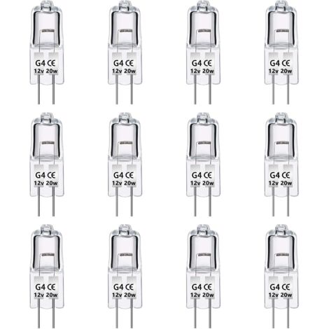 12 Pack G4 Halogen Bulbs 12V 20W, Dimmable, Warm White 2700K, 280LM, Low Voltage G4 Halogen Lamp (1/5)