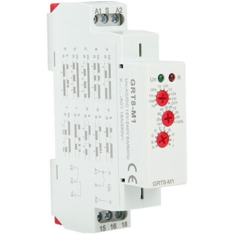 GRT8-M1 10 Function Time Relay, 35mm DIN Rail Mounting, AC/DC 12V 240V, 50-60Hz
