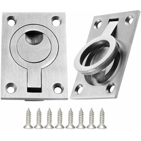 Poignée de Tiroir 2 Pièces Casier Cabinet Poignée Poignées en Acier Inoxydable Bateaux Poignée Marine Trappe Encastrée pour Bateau Poignée de Traction Encastrée avec 8 Vis (64 x 46 mm) (1/5)