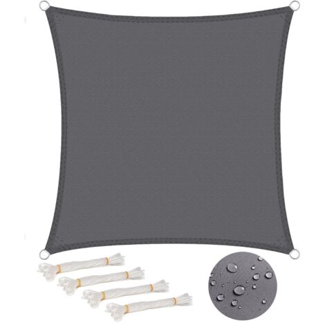Tinor – Square shade sail 2x2 m waterproof – 93% UV protection – Tear-resistant polyester – Easy tool-free installation – For garden, patio, camping (1/5)