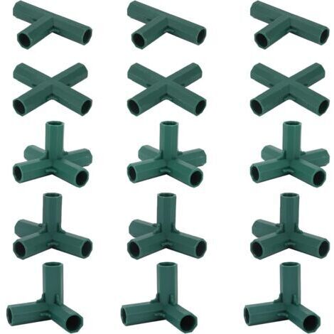15pcs Greenhouse Frame Connectors, Garden Frame Corner Connectors, 16mm Propeller Rod, 4 Types Heavy Duty Stable Bracket for Greenhouse