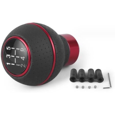 CCYKXA Car Modification Universal Shift Head 5 Speed Gear Shift Lever Handball Gear Shift Lever Handball -Red -5 Speed (1/4)
