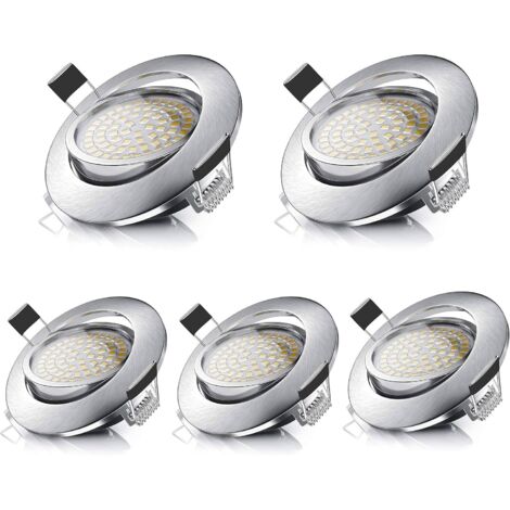 LED Downlights Adjustable Round 5W Ultraslim Warm White 3000K 470LM 230V IP44 recessed ceiling lighting for bathroom, kitchen, living room, hallway (set of 5) (1/5)
