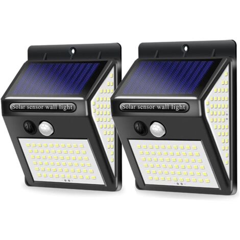 Solar Lights Outdoor, 2 Pack 144 LED Solar Light IP65 Waterproof Outdoor LED Floodlight with Motion Sensor, Wireless Security Wall Light for Garden - 270° Lighting (1/5)